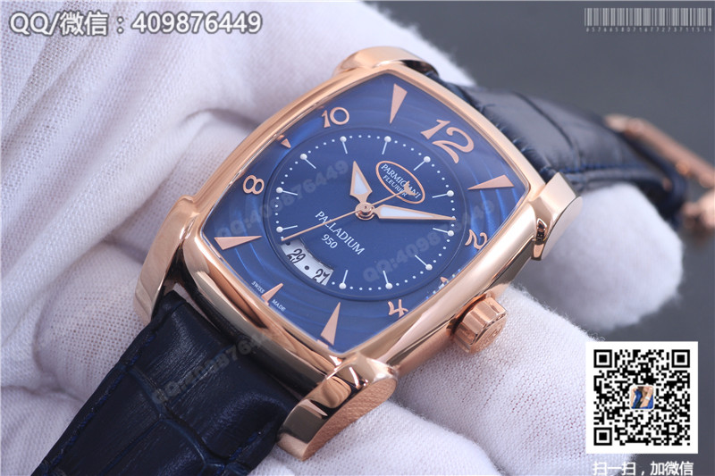 Parmigiani Fleurier Kalpa koleksiyonu PFC124-1000301 otomatik mekanik saat pembe altın kasa mavi kadran